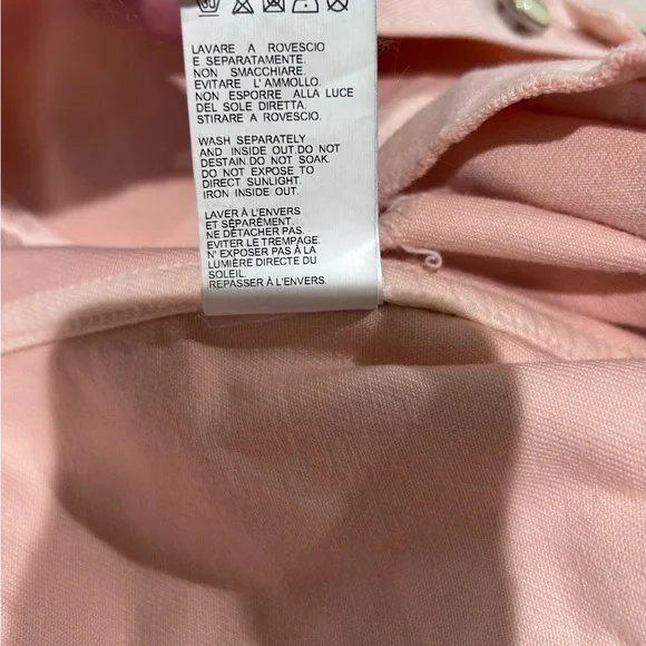 Dondup Italian Designer Light Pink Distressed Denim Jacket Size Small NWT Casual - Picture 10 of 10